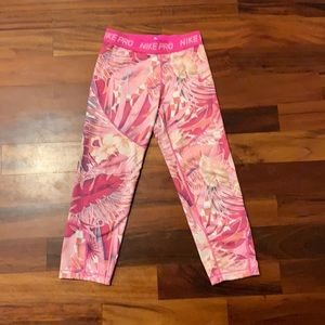 2 Large Girls Nike Dry-Fit Leggings Black & Pink
